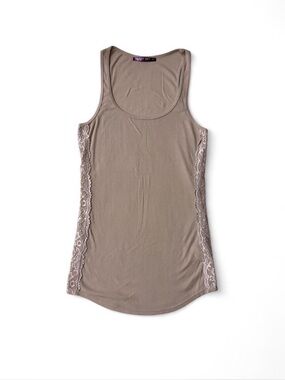 Smart Set y2k side lace trim tank top Size S cream beige